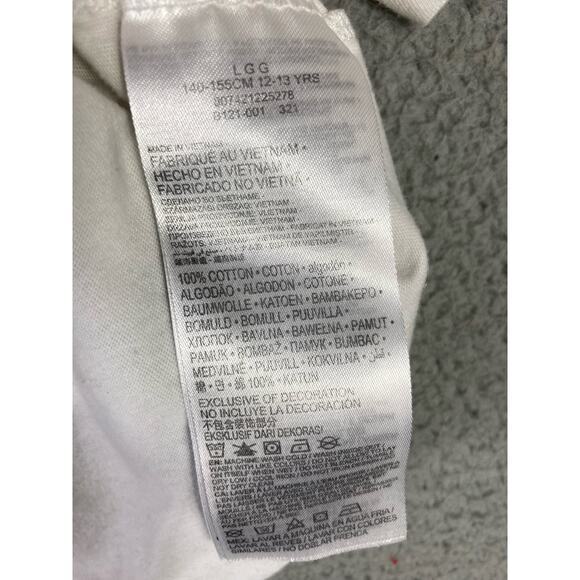 Jordan Girls' Air Jordan Stack T-Shirt‎ Youth Size L 12-13 White Graphic Cropped - Picture 6 of 6